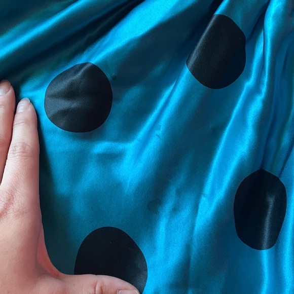 Betsy Johnson teal with black polka dot belted dress - Picture 2 of 10